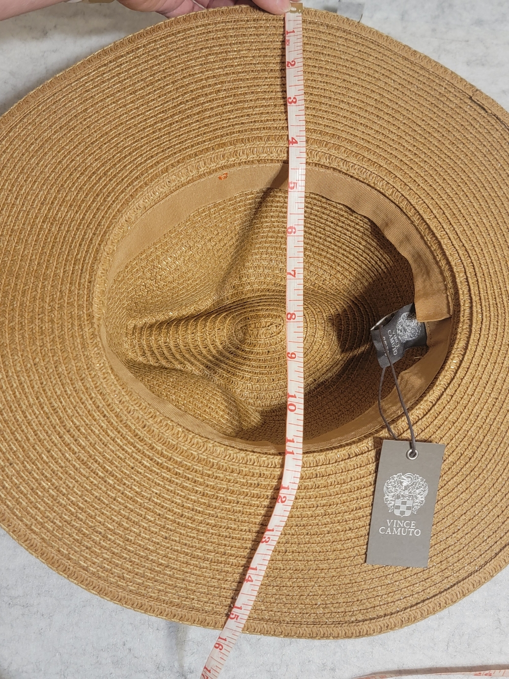 NWT Vince Camuto Wide Brim Straw Sun Hat Packable Coral Ribbon Bow - Picture 13 of 15